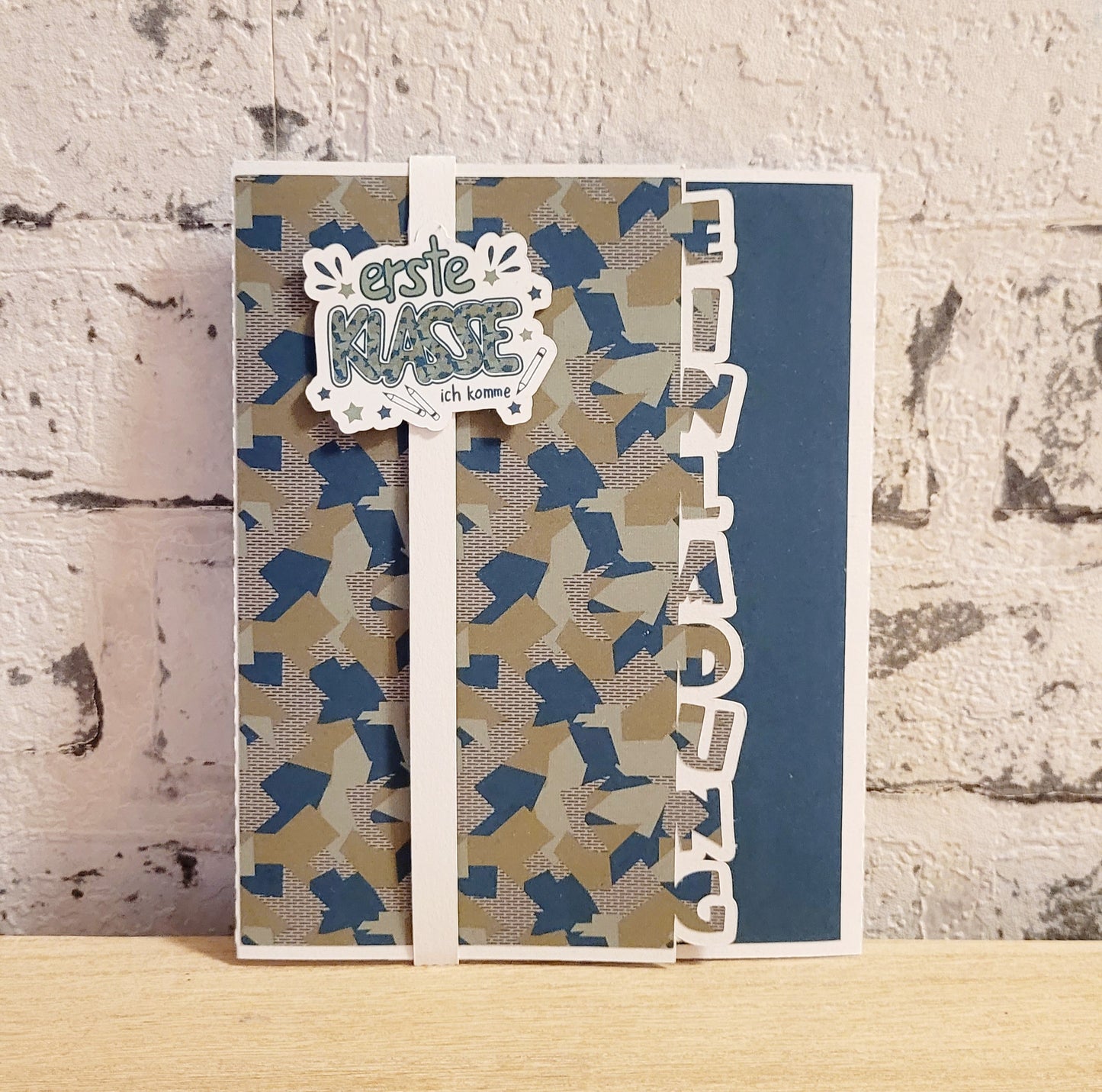 "Camouflage Geometrie" Einladungskarte Einschulung