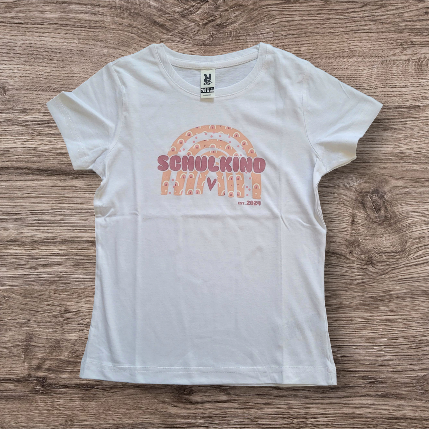 "Regenbogen und Herzen" Schulkind Shirt Girls - Rainbow