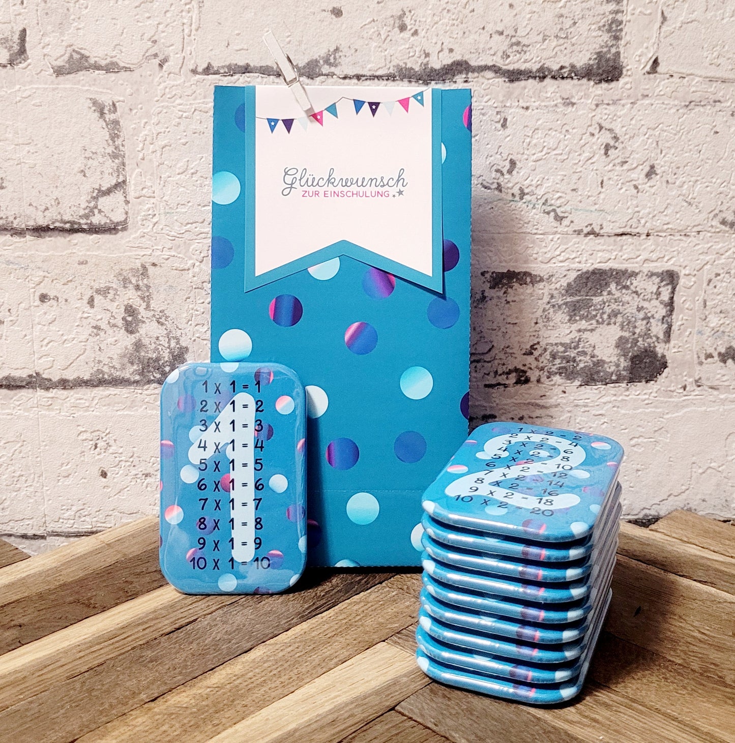 "Farbwechsel-Punkte" 1x1 Buttonmagnet Geschenkset