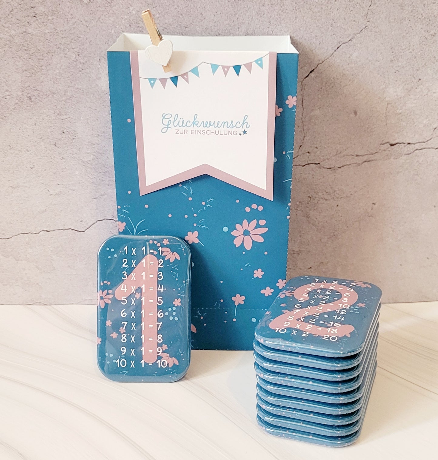 "Vintage Blumengarten" 1x1 Buttonmagnet Geschenkset