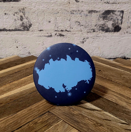 "Kopernikus" Tischaufsteller Button, beschreibbar