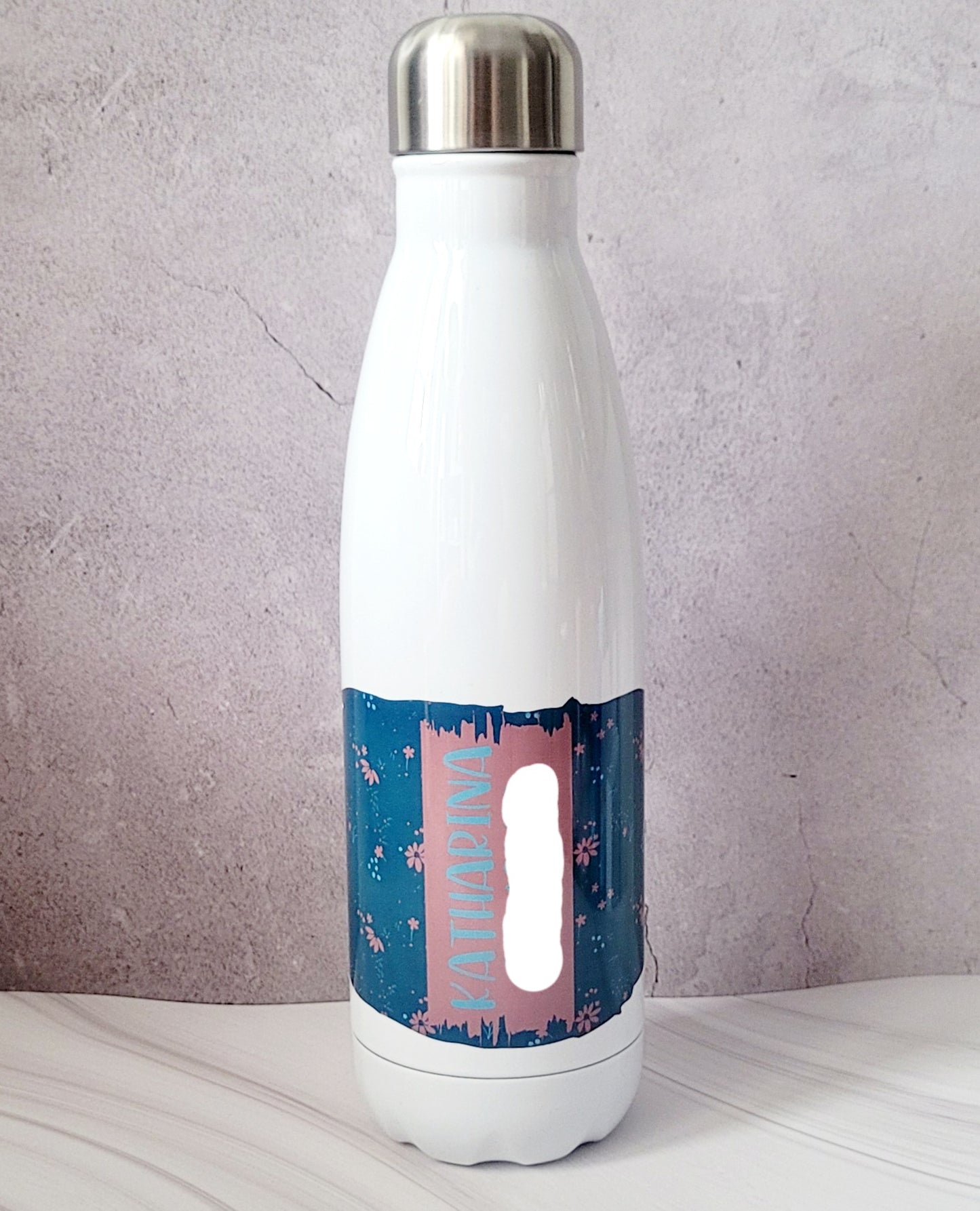 "Vintage Blumengarten" Edelstahl Trinkflasche - personalisiert