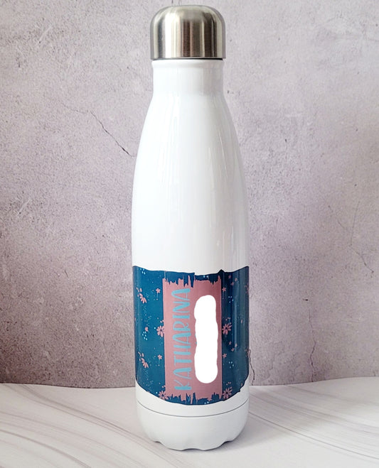 "Vintage Blumengarten" Edelstahl Trinkflasche - personalisiert